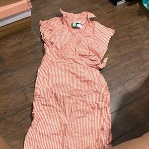 Universal Thread Coral Striped Midi Dress